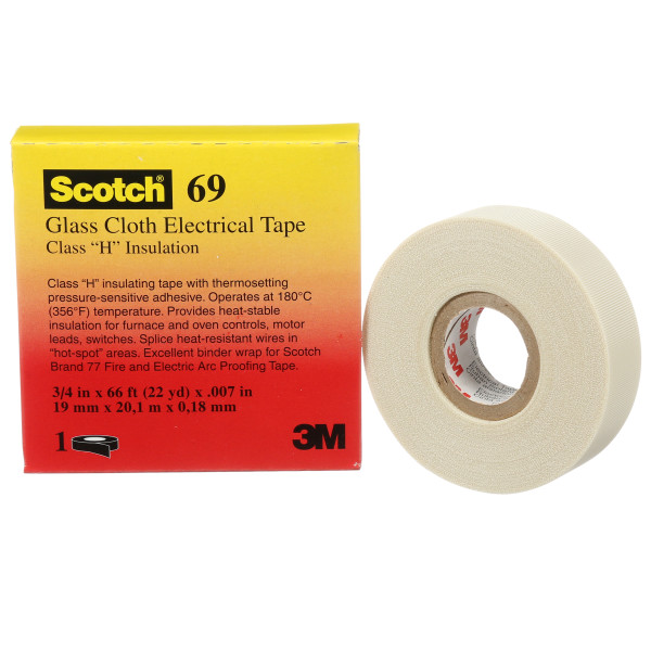 3M ET 69 Glasvezeltape 12mm/33mtr, 0,18mm dik, wit